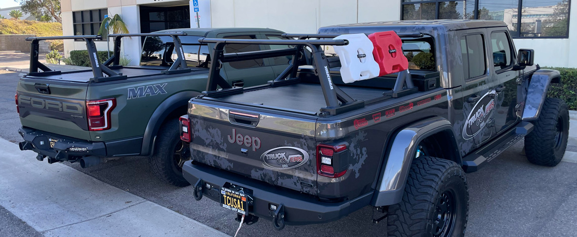 Pickup truck with a covered bed and towing equipment